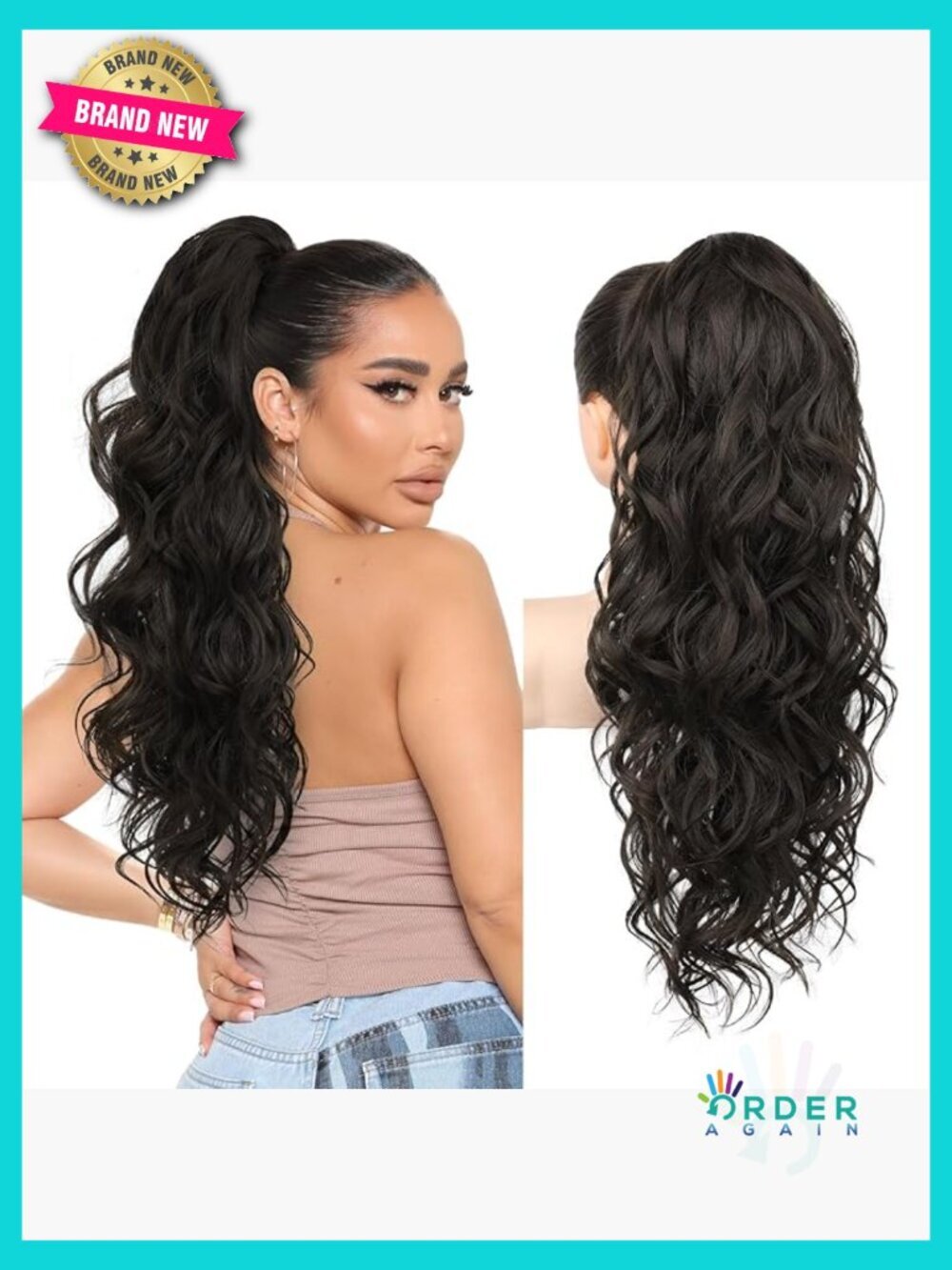 Clip in Ponytail Extension Wavy Synthetic Hairpiece 24 inch Daily Use Claw Clip